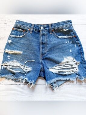 Abercrombie & Fitch Distressed Summer Blue Cotton Denim Cutoff Shorts 27/4